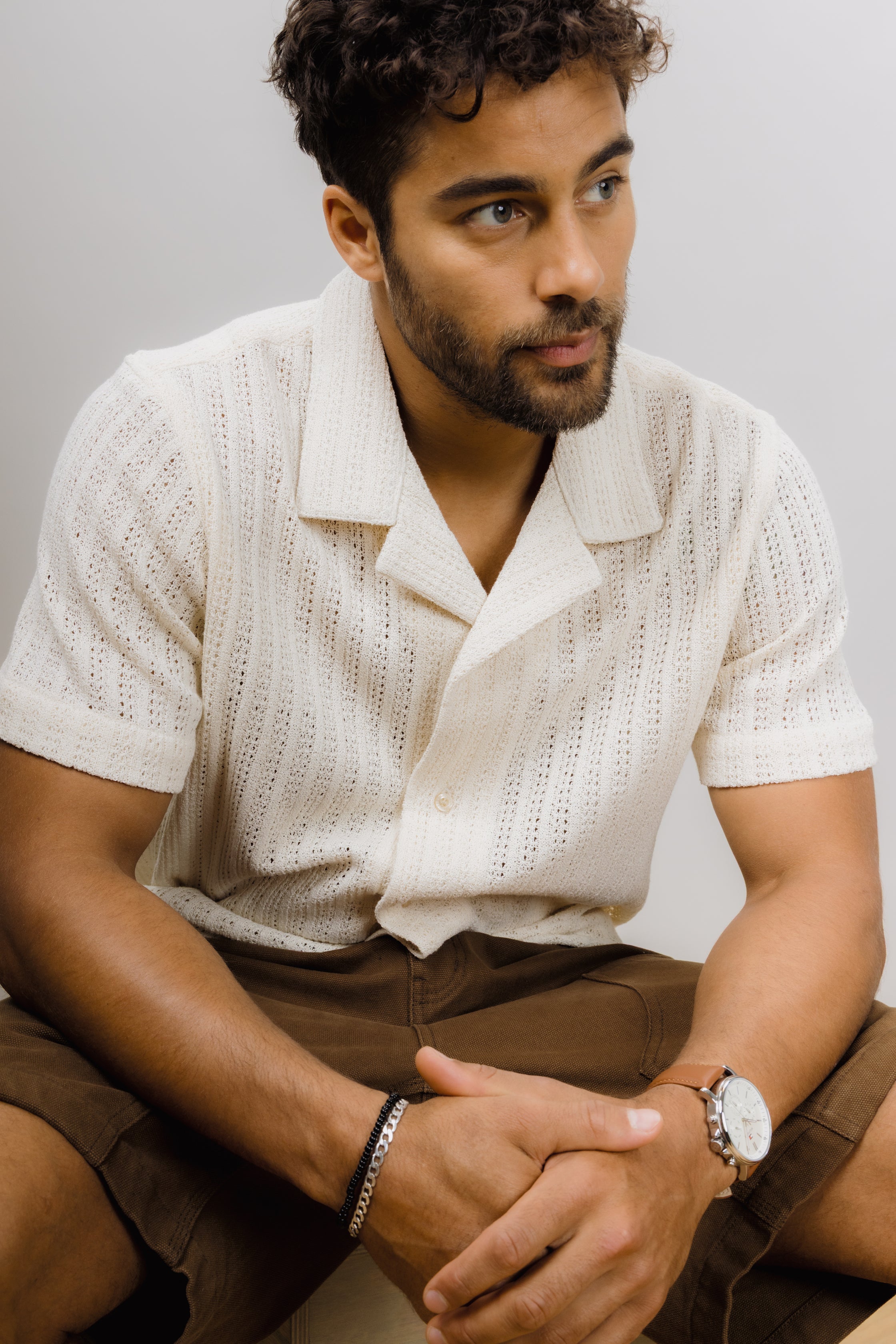 Urban Pioneers Male Amadeo SS Shirt SS SHIRT CREAM