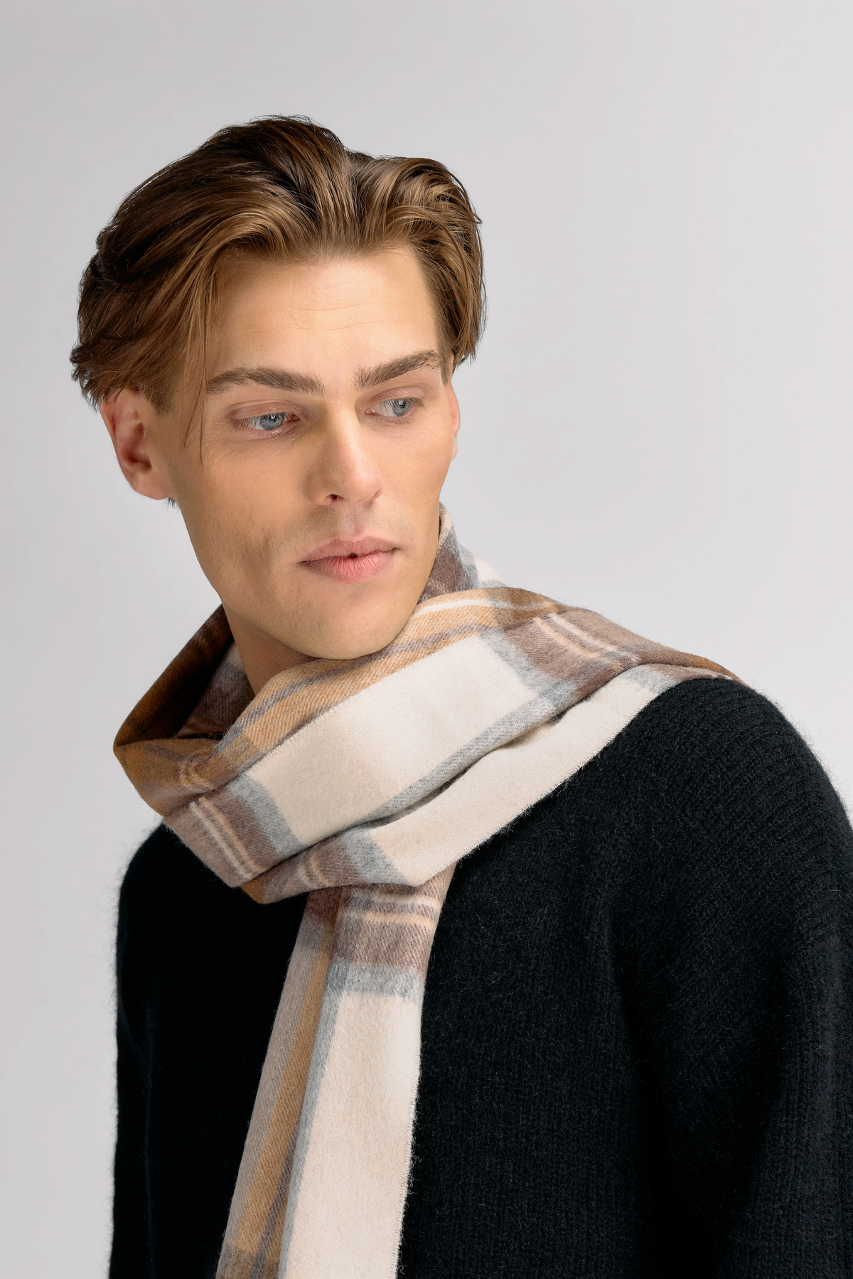 Urban Pioneers Male Beaumont Check Wool Scarf SCARF CAMEL CHECK