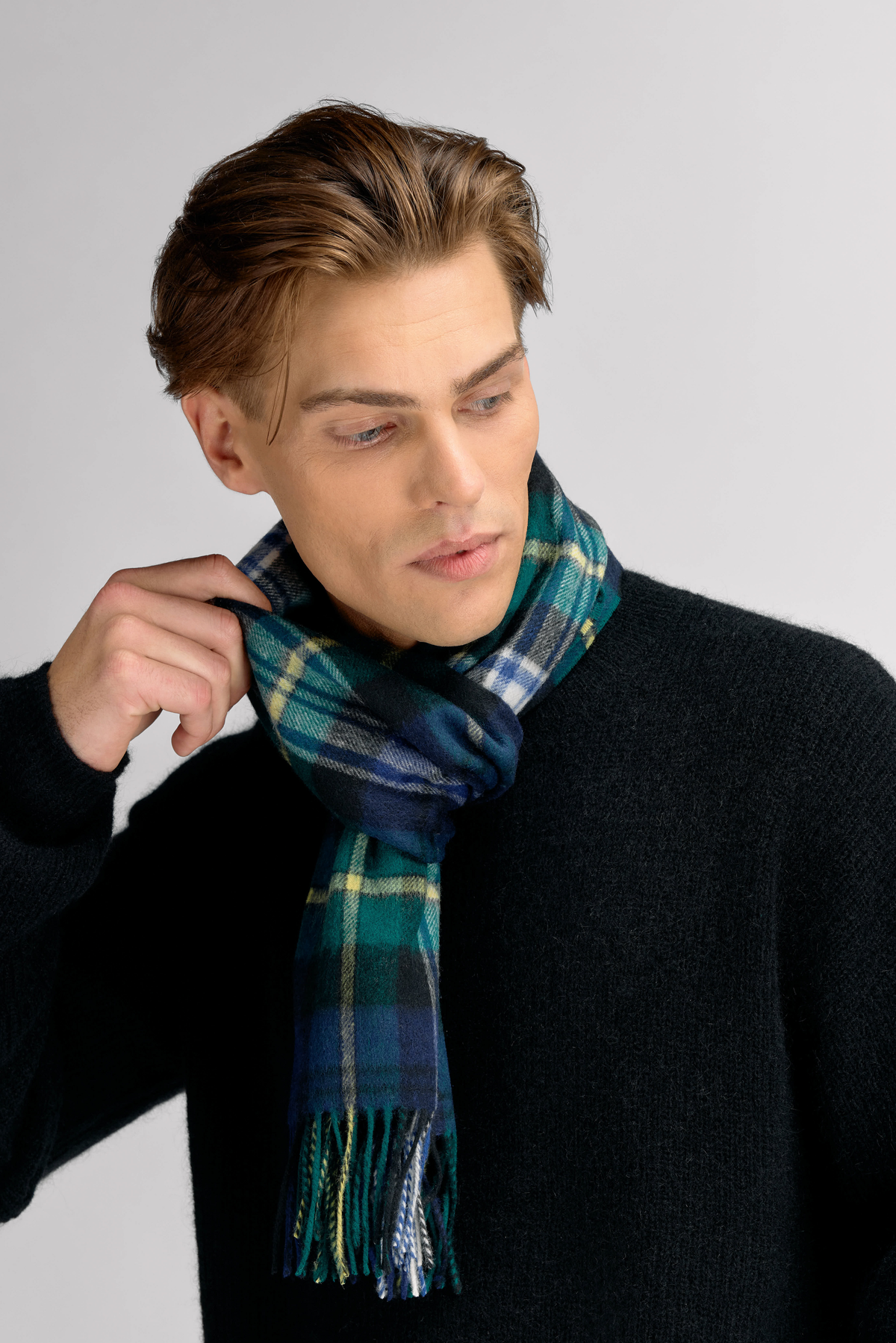 Urban Pioneers Male Beaumont Check Wool Scarf SCARF NAVY CHECK