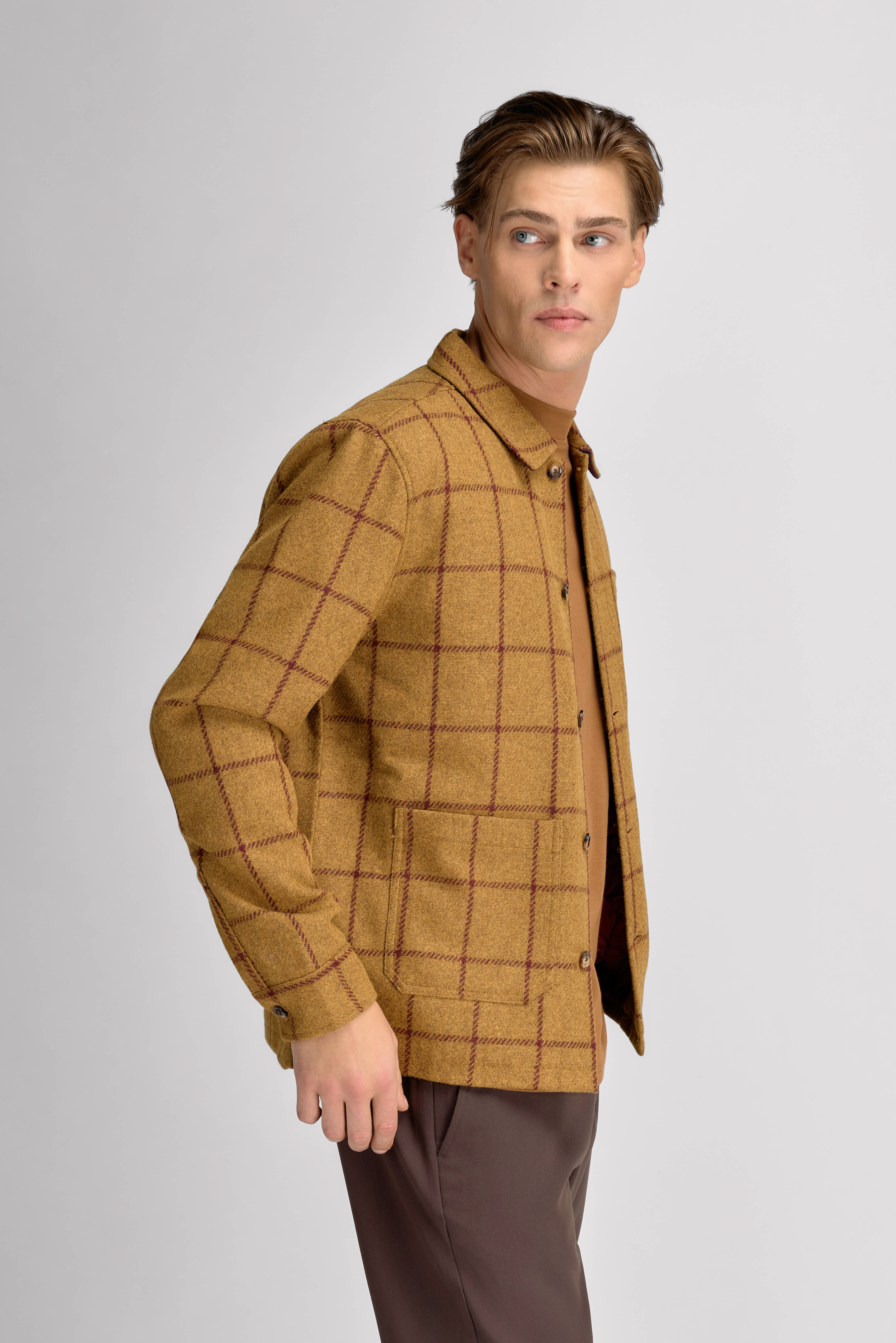 Urban Pioneers Male Benedict Padded Wool Overshirt OVERSHIRT HONEY CHECK
