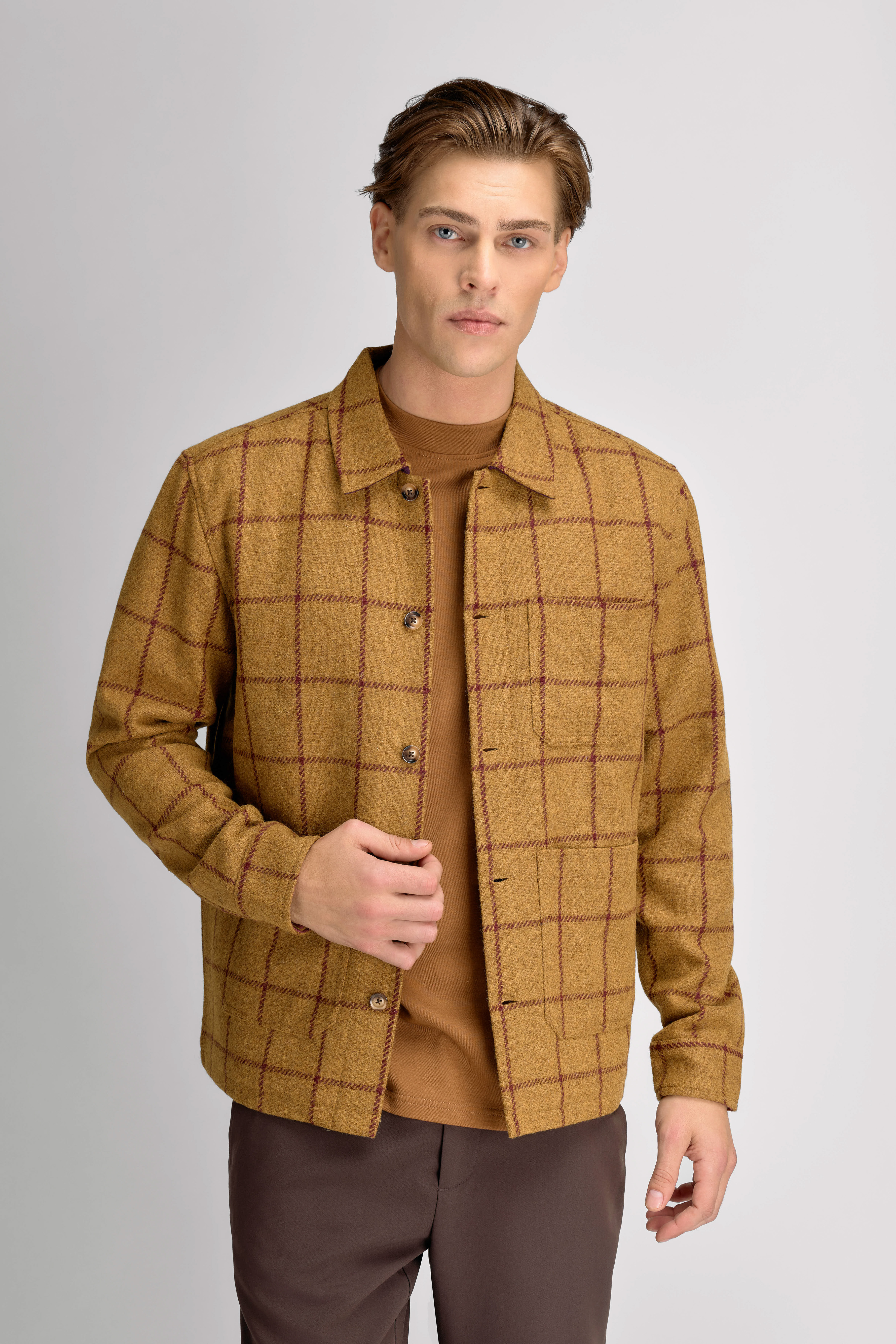 Urban Pioneers Male Benedict Padded Wool Overshirt OVERSHIRT HONEY CHECK