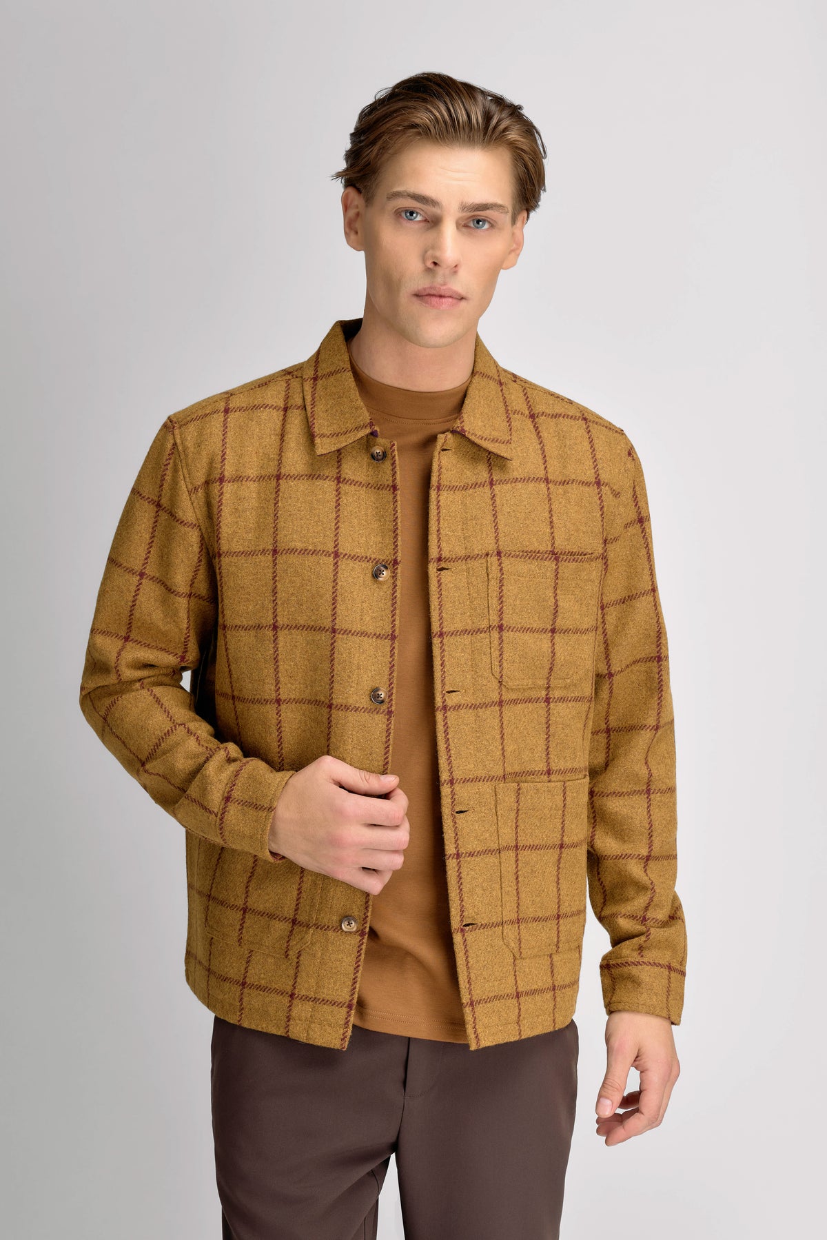 Urban Pioneers Male Benedict Padded Wool Overshirt OVERSHIRT HONEY CHECK