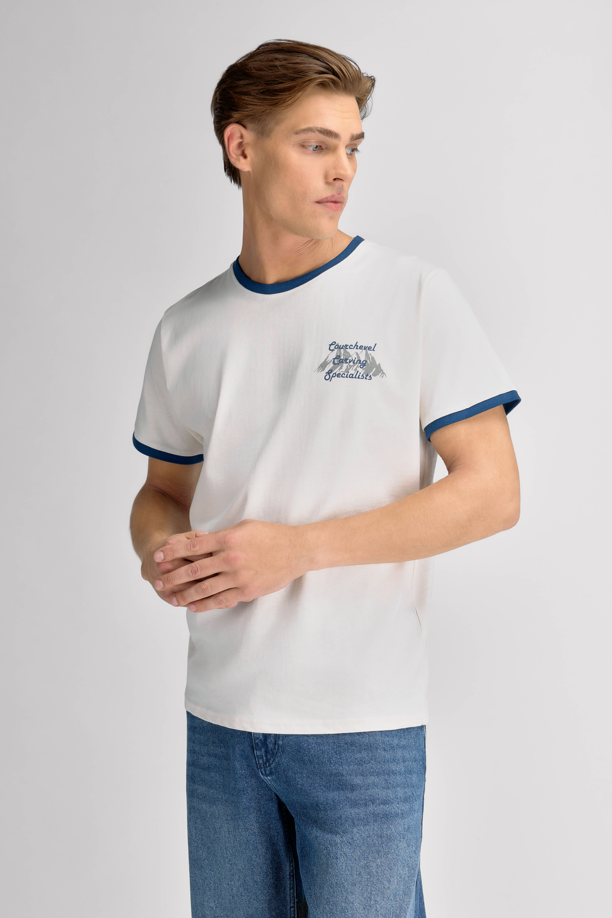 Urban Pioneers Male Carving Tee T-SHIRT BLUE