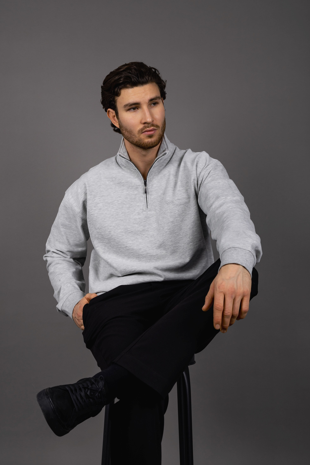 Urban Pioneers Male Chow Half-zip SWEATER LIGHT GREY MELANGE