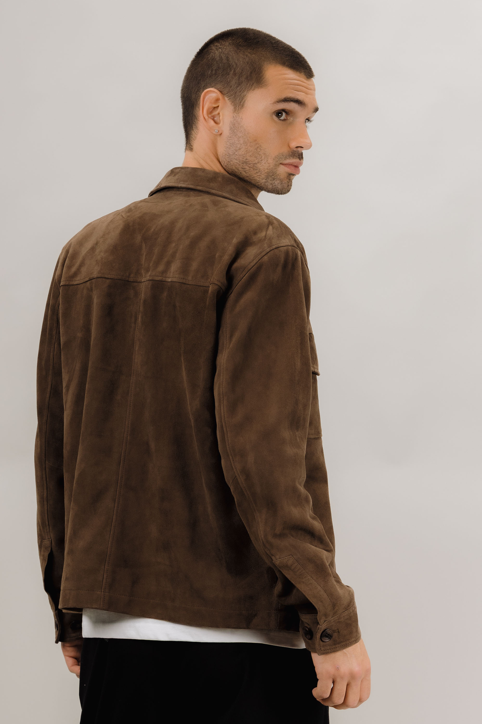 Urban Pioneers Male Cruz Suede Overshirt SHIRT CHOCOLATE BROWN