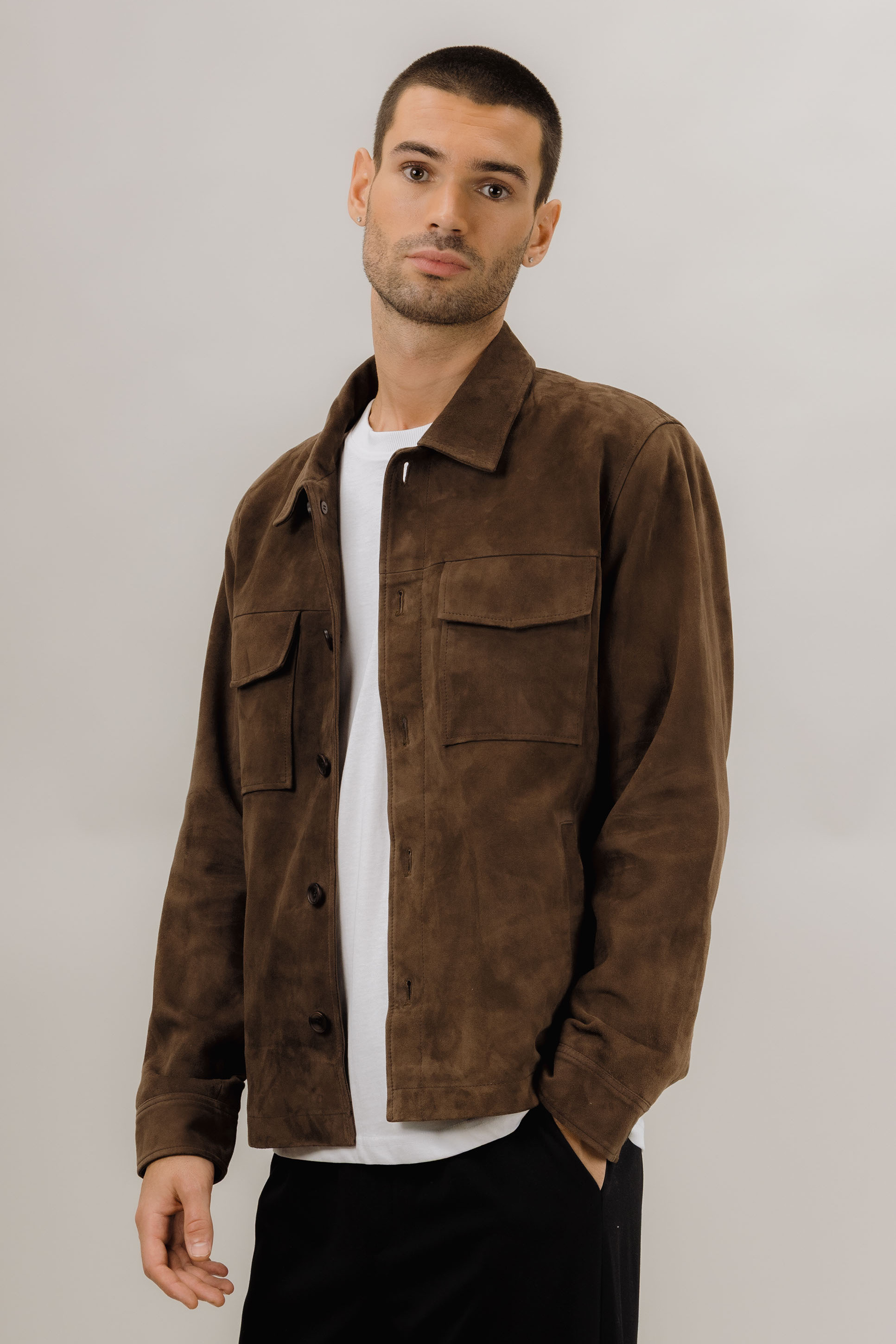 Urban Pioneers Male Cruz Suede Overshirt SHIRT CHOCOLATE BROWN