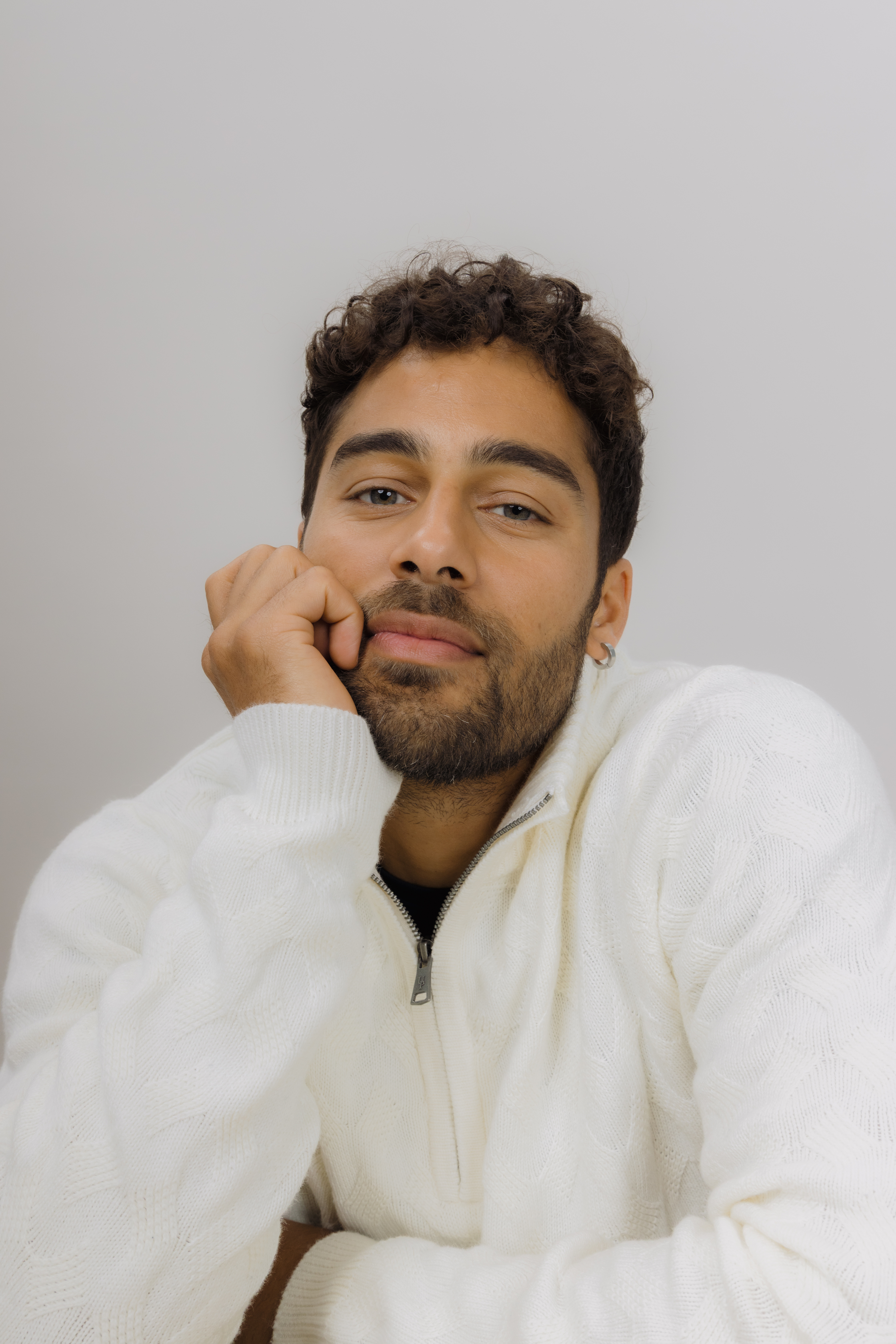 Urban Pioneers Male Ernesto Half-zip SWEATER CREAM