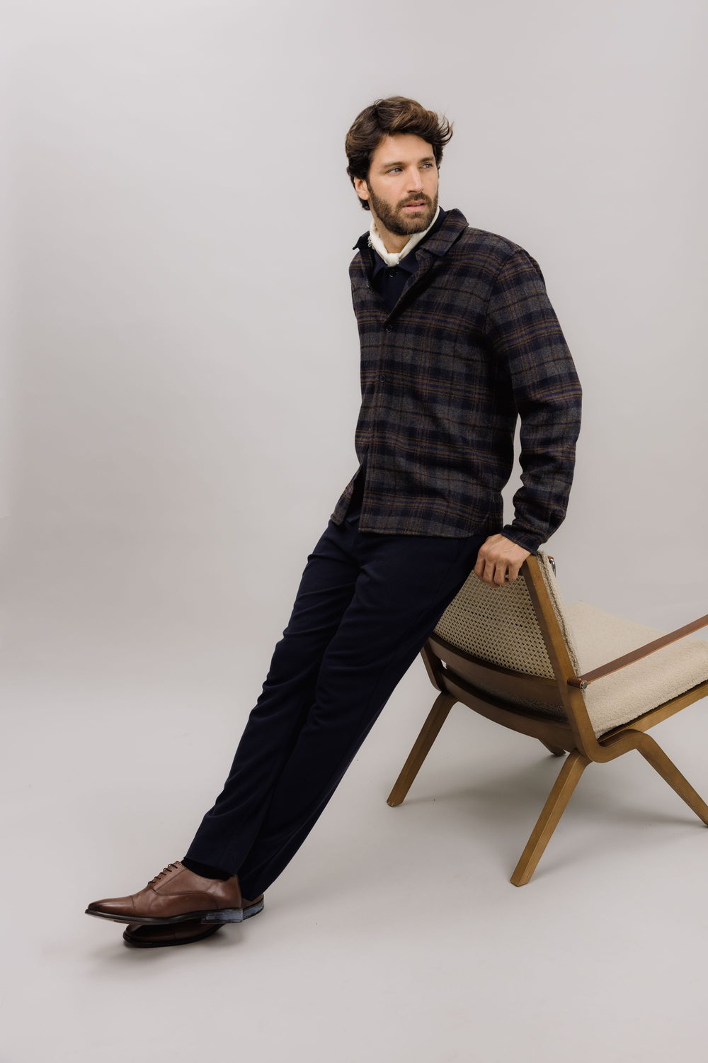 Urban Pioneers Male Felix LS Shirt SHIRT NAVY CHECK