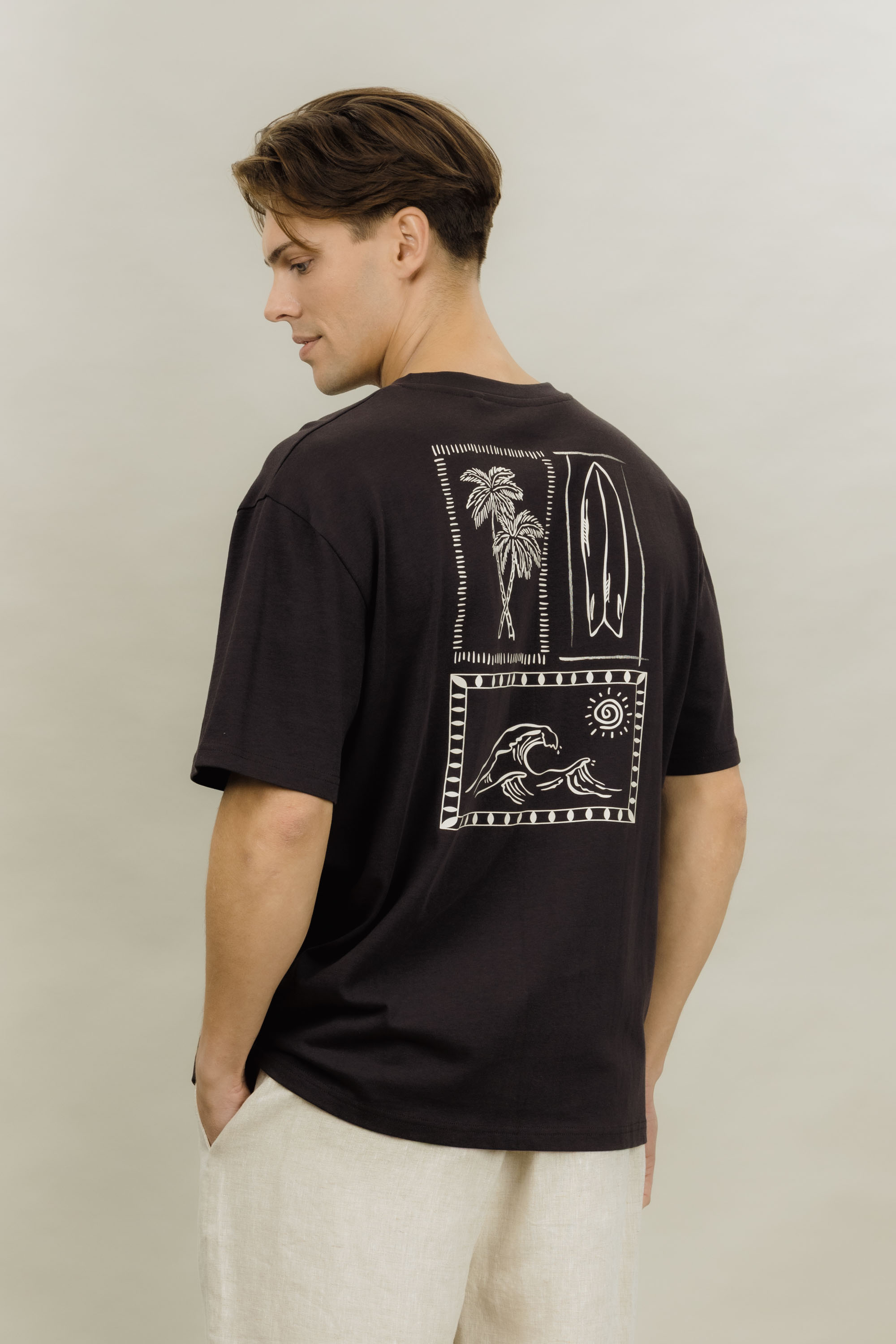 Urban Pioneers Male Flavio Tee T-SHIRT WASHED BLACK SURFER