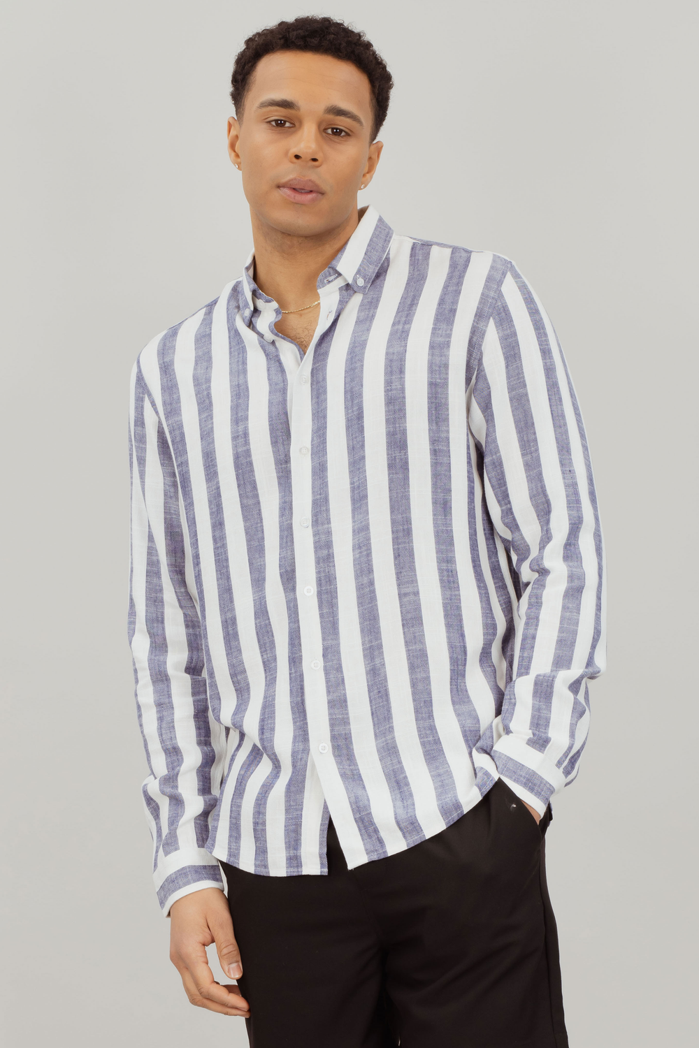 Urban Pioneers Male Folke LS Shirt SHIRT NAVY