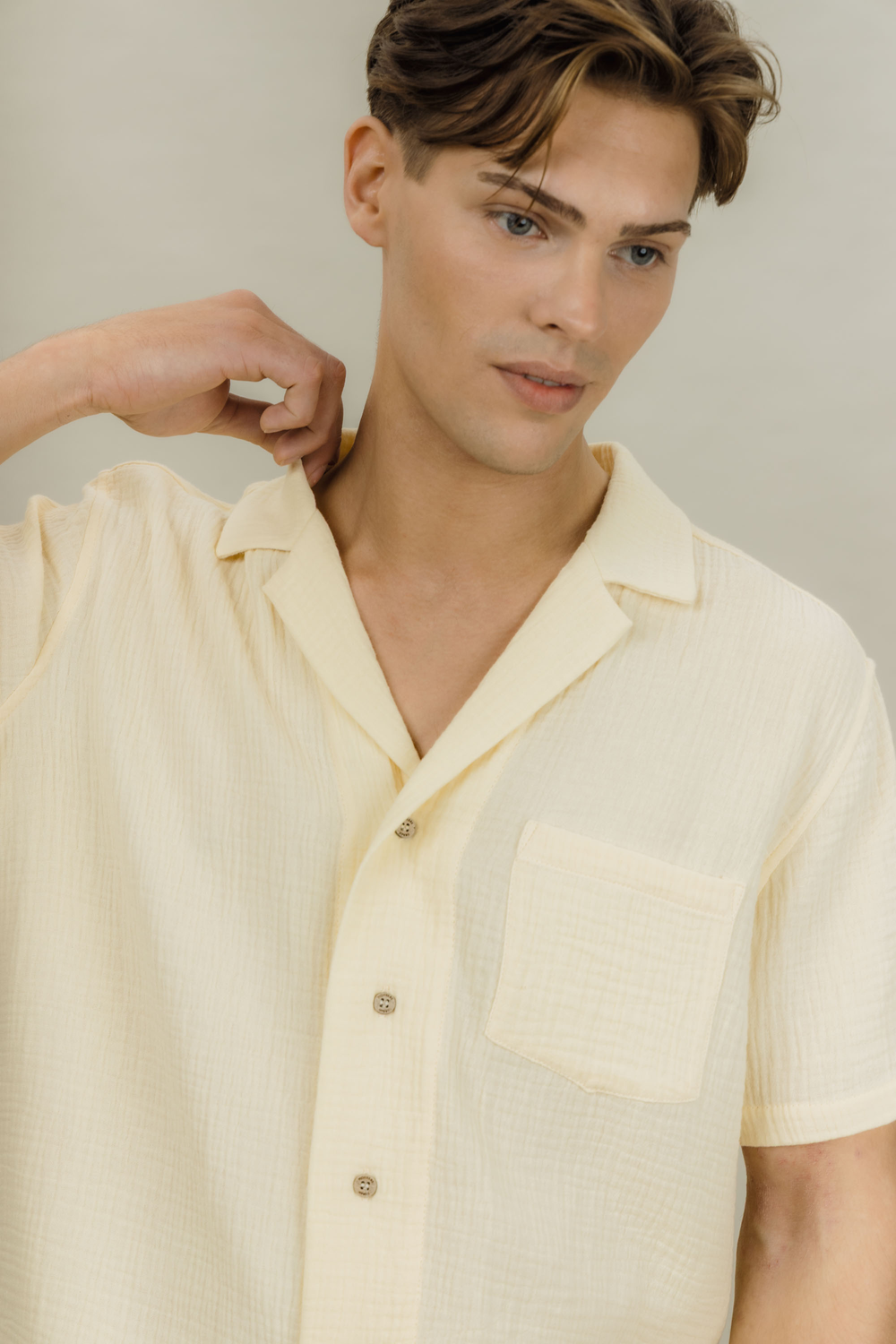 Urban Pioneers Male Giorgio SS Shirt SS SHIRT PALE YELLOW