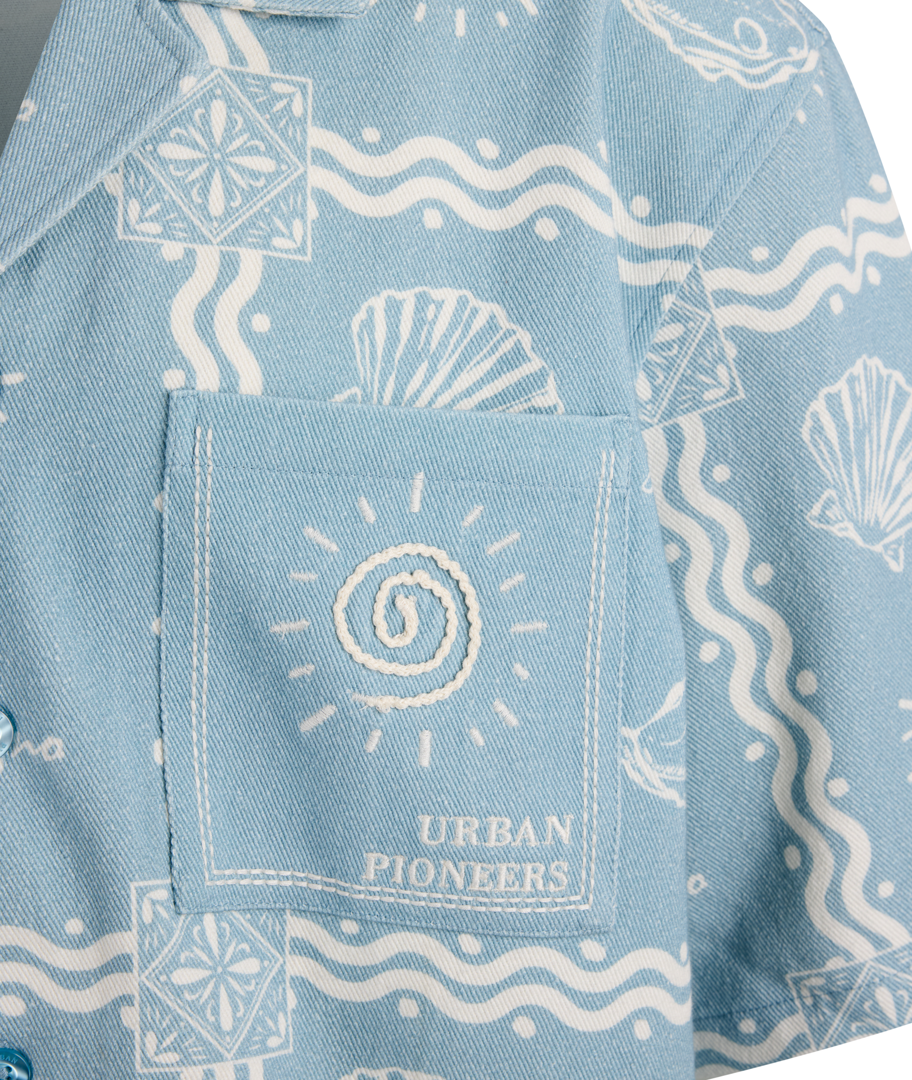 Urban Pioneers Male Loic SS Shirt SS SHIRT LIGHT DENIM AOP