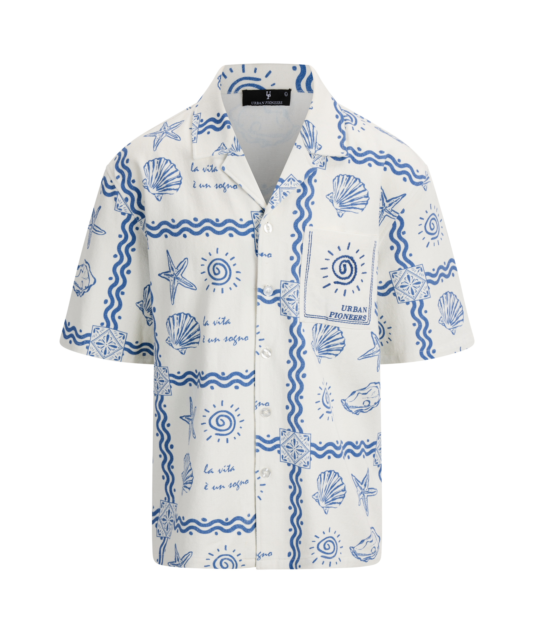 Urban Pioneers Male Loic SS Shirt SS SHIRT TRUE NAVY AOP