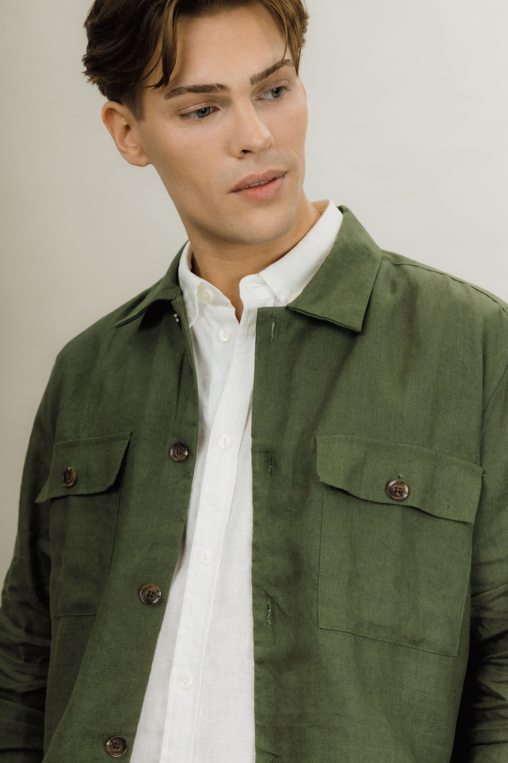 Urban Pioneers Male Maurizio LS Shirt OVERSHIRT OLIVE