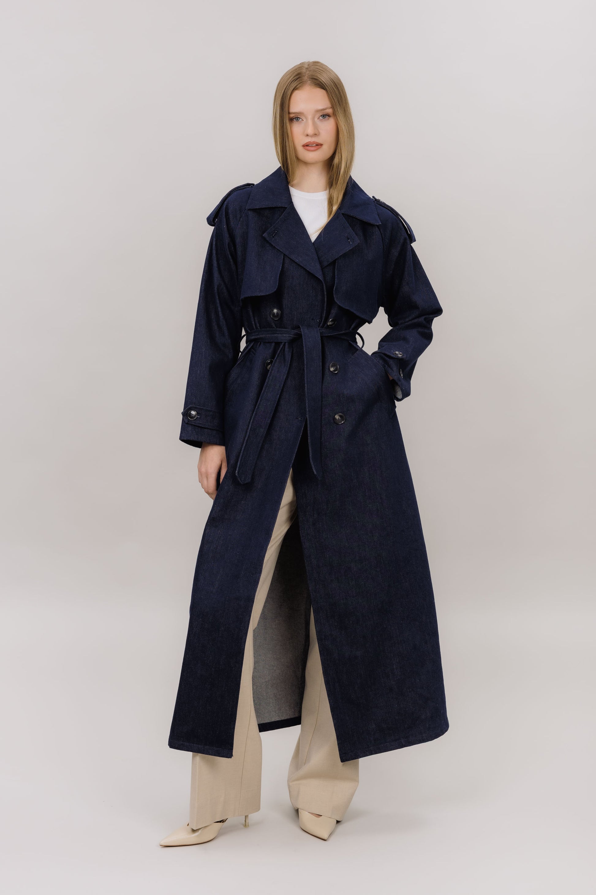 Urban Pioneers Female Miley Trenchcoat COAT DARK NAVY DENIM