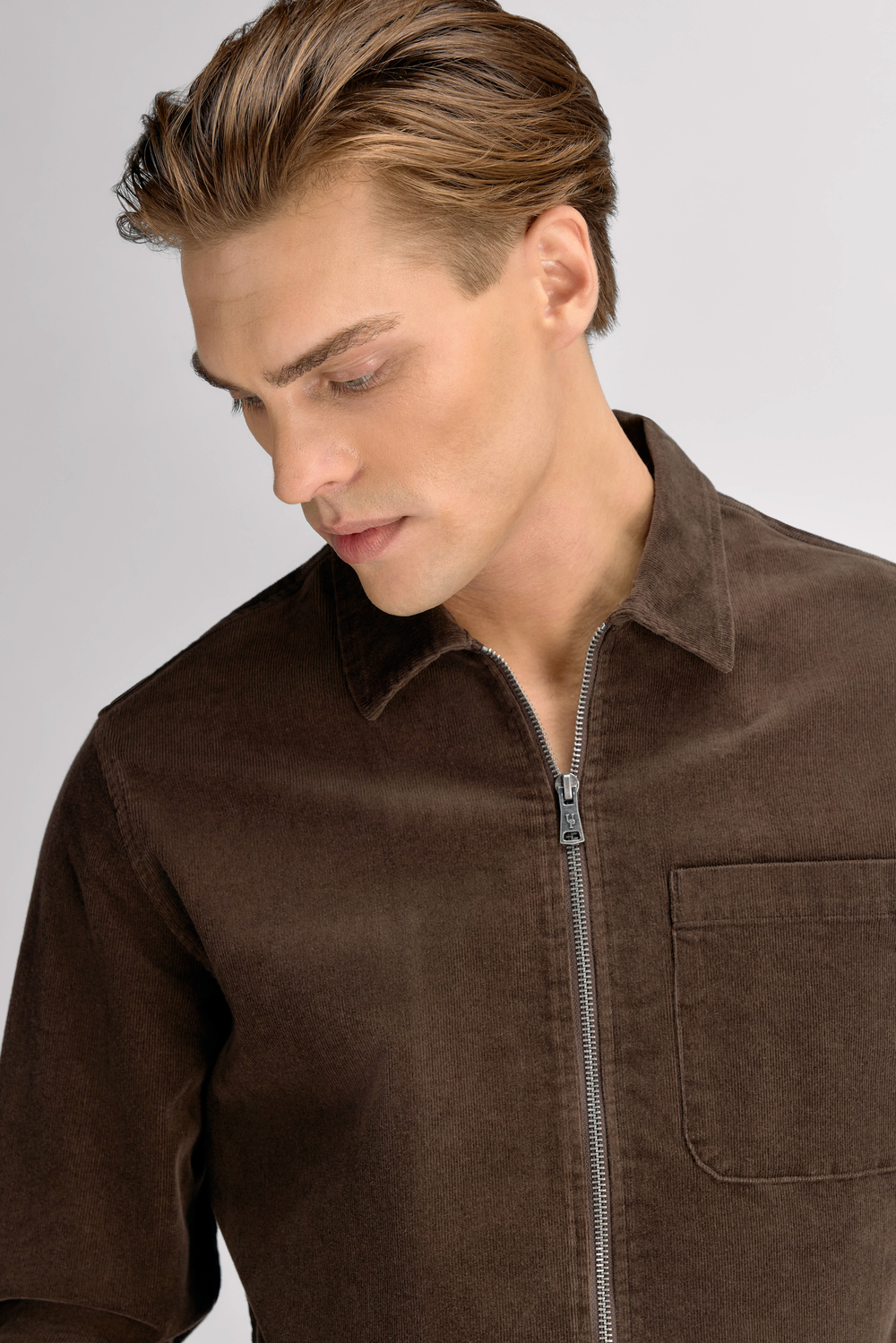 Urban Pioneers Male Nando Zip Shirt OVERSHIRT CHOCOLATE BROWN