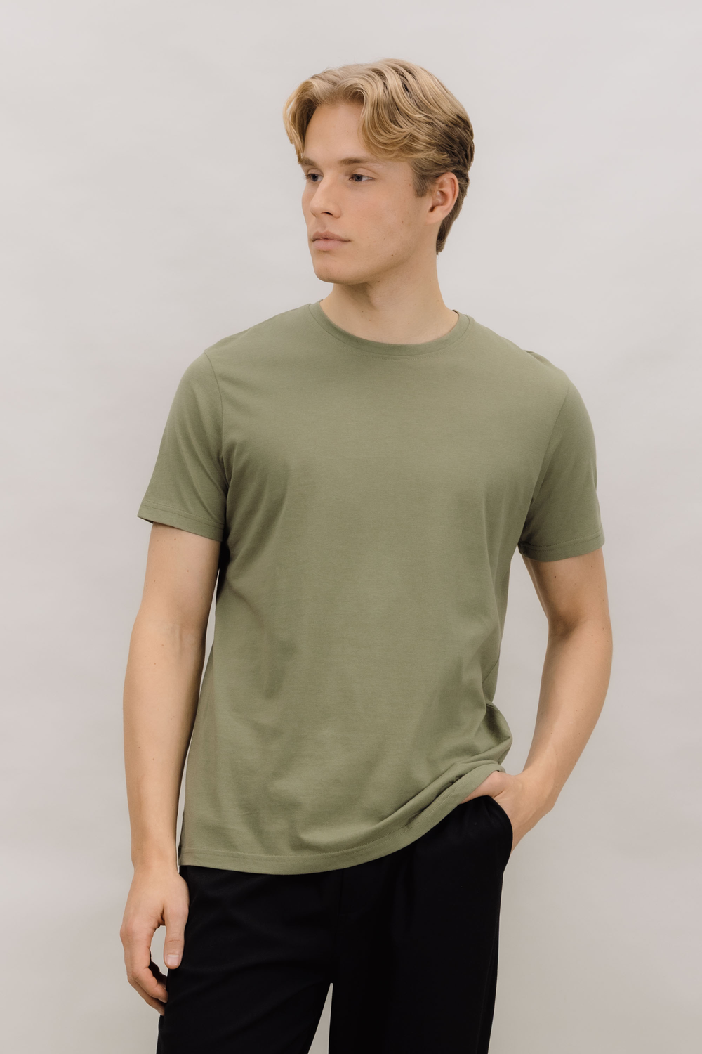 Urban Pioneers Male Niklas Basic Tee T-SHIRT DEEP LICHEN MELANGE