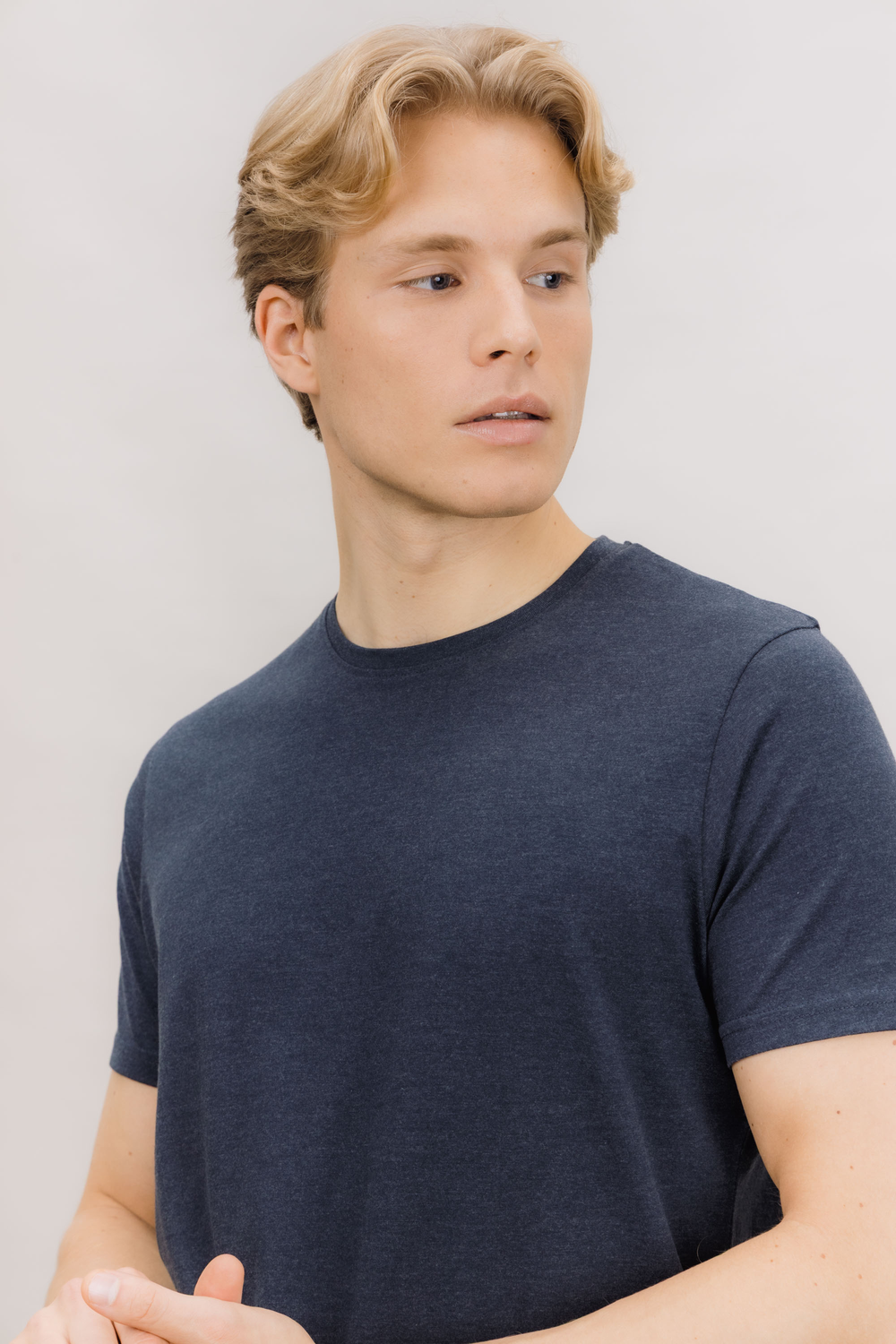 Urban Pioneers Male Niklas Basic Tee T-SHIRT SKY CAPTAIN MELANGE