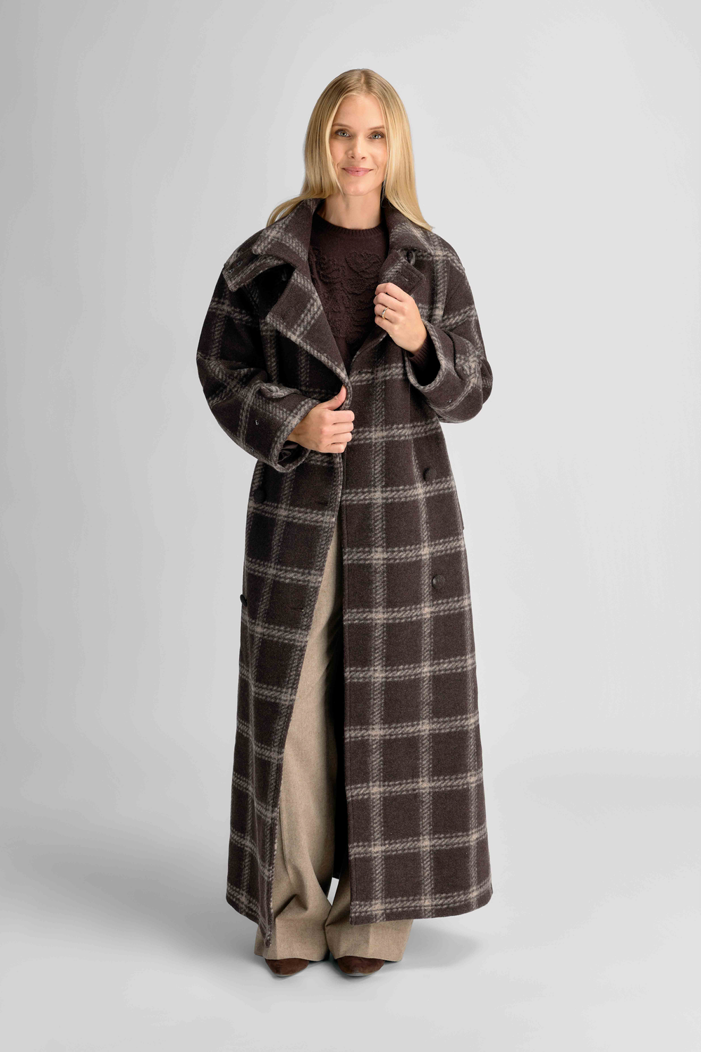Urban Pioneers Female Nora Trenchcoat COAT BLACK COFFEE CHECK