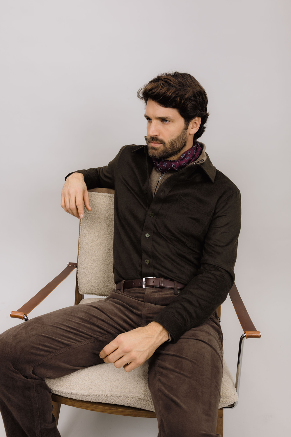 Urban Pioneers Male Orazio Wool Shirt SHIRT DARK OLIVE