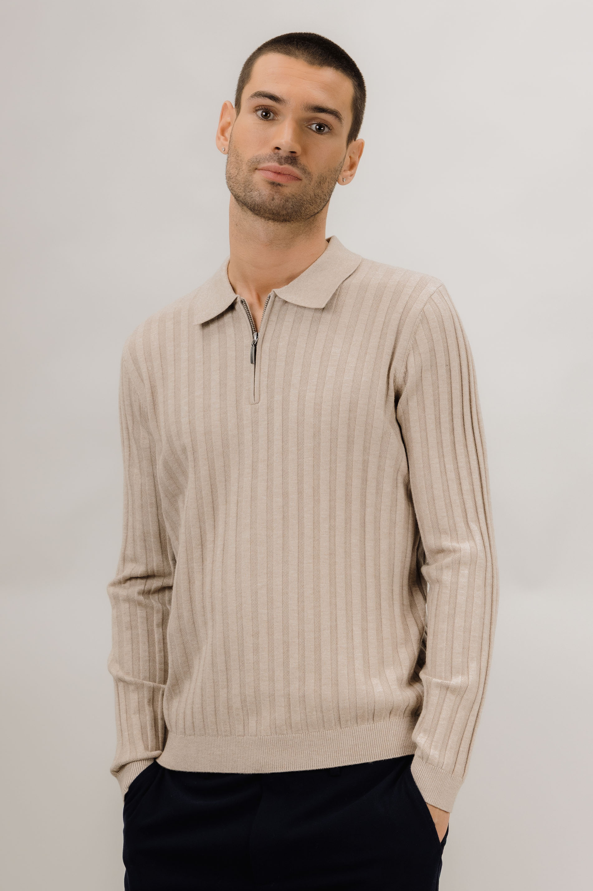 Urban Pioneers Male Phillip Half-zip SWEATER LIGHT SAND