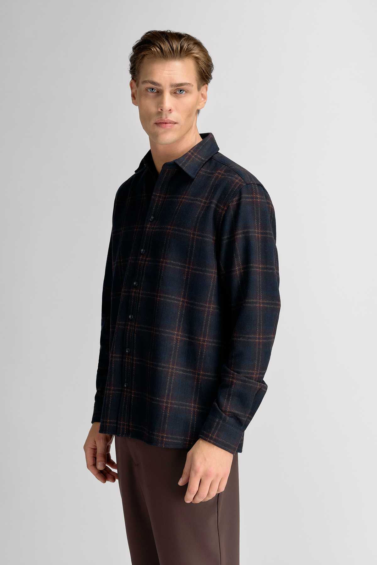 Urban Pioneers Male Piero Wool Shirt SHIRT NAVY CHECK