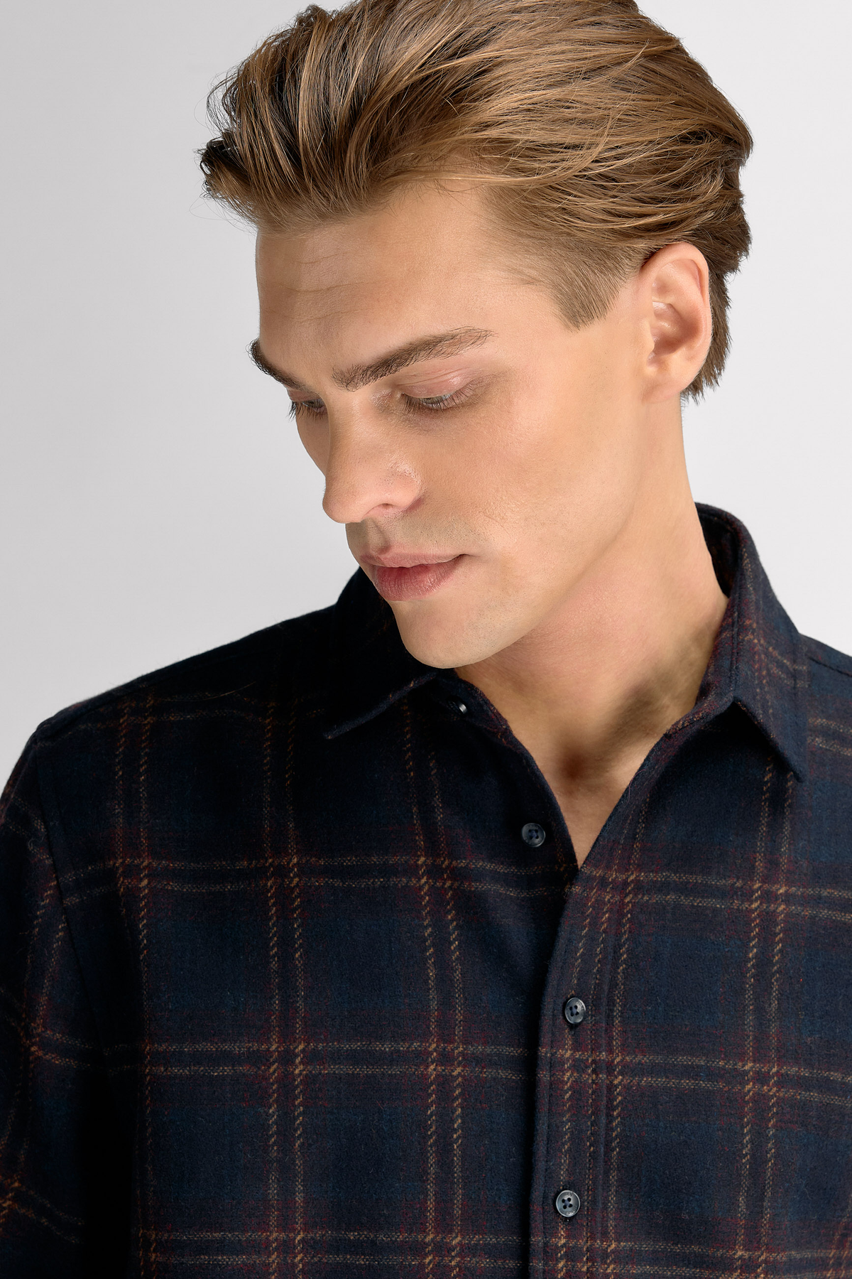 Urban Pioneers Male Piero Wool Shirt SHIRT NAVY CHECK