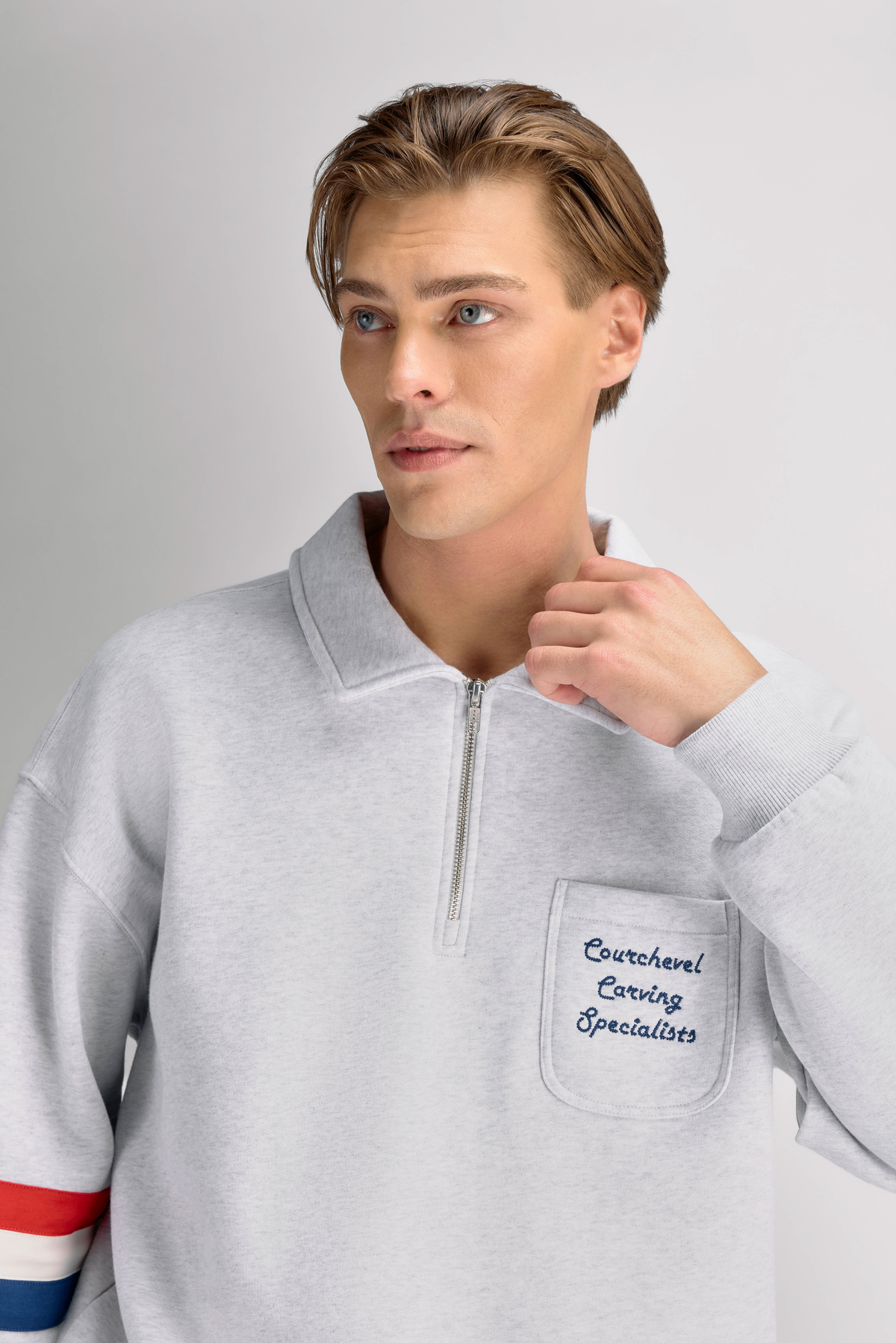 Urban Pioneers Male Pralong Half-Zip SWEATER GREY MELANGE