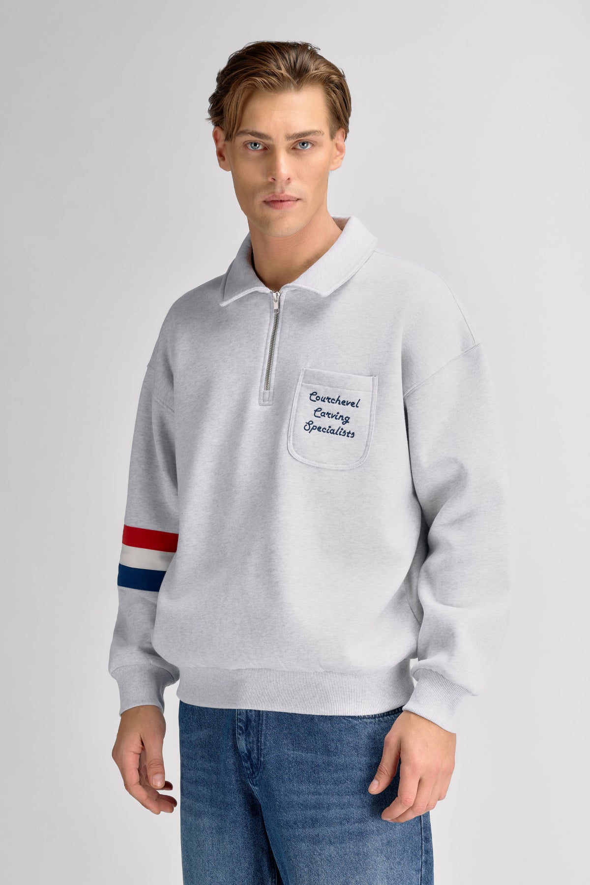 Urban Pioneers Male Pralong Half-Zip SWEATER GREY MELANGE