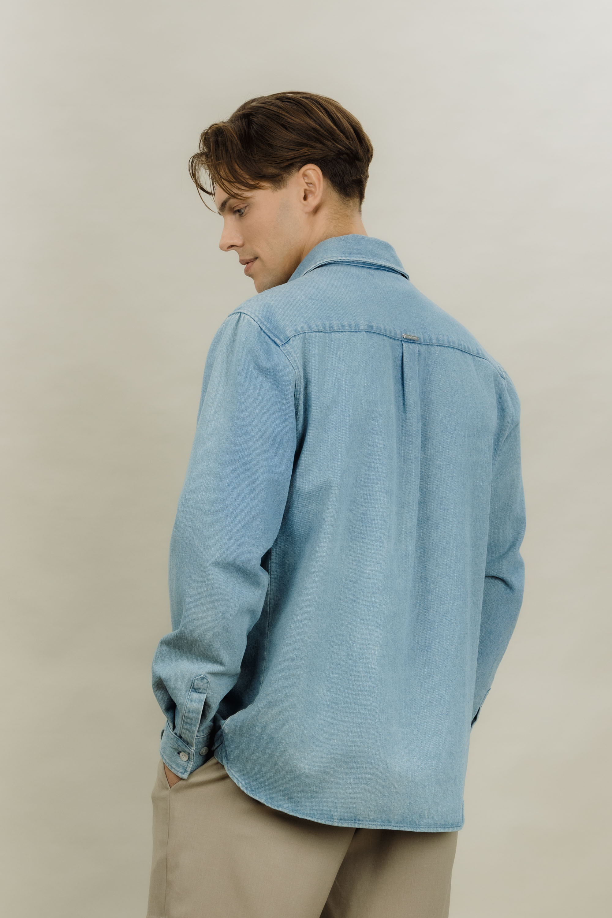 Urban Pioneers Male Rocco LS Shirt SHIRT LIGHT BLUE DENIM