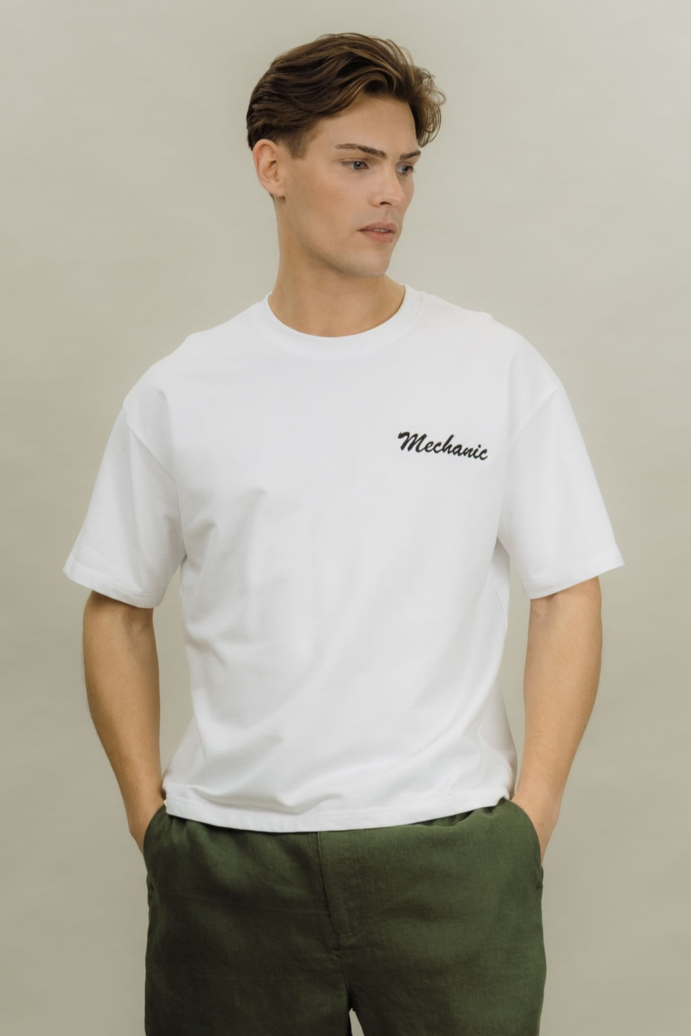 Urban Pioneers Male Wheels Tee T-SHIRT WHITE MECHANIC