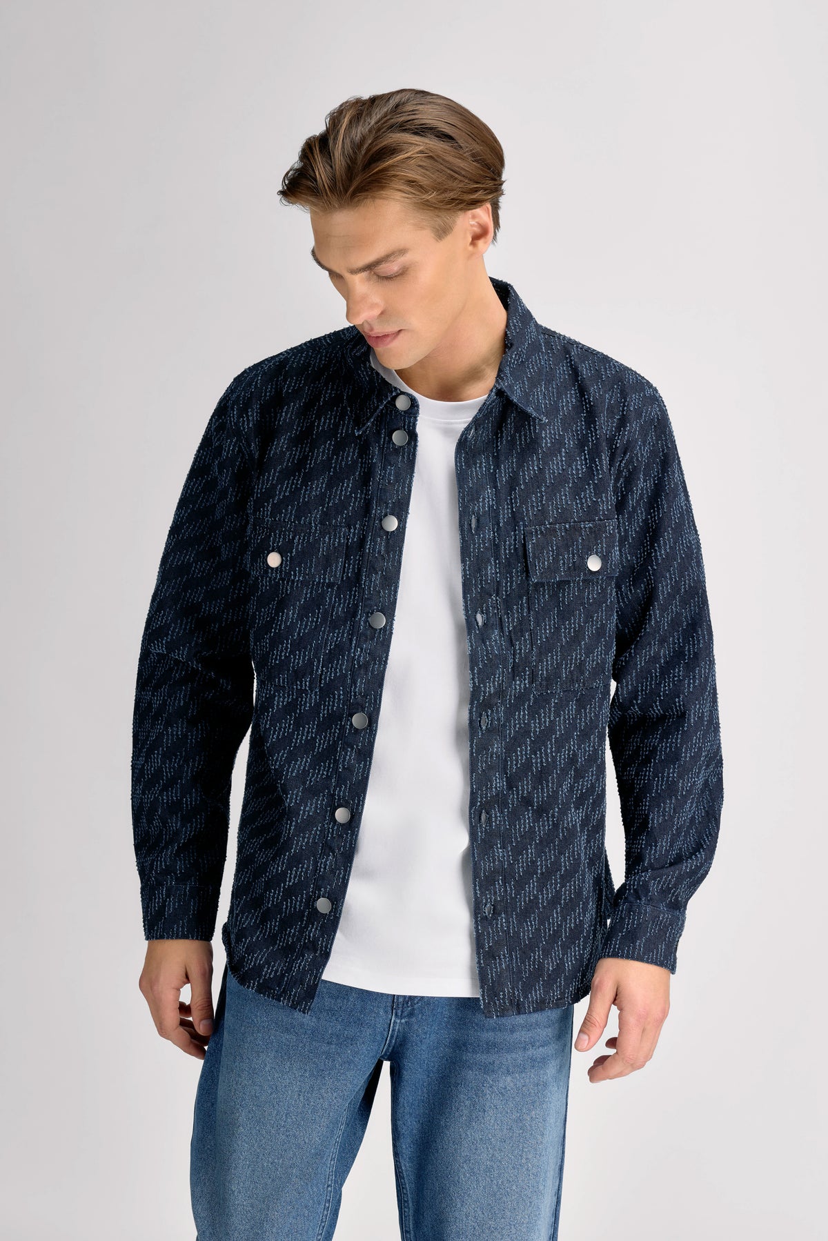 Urban Pioneers Male Yorick Denim Shirt OVERSHIRT DARK DENIM